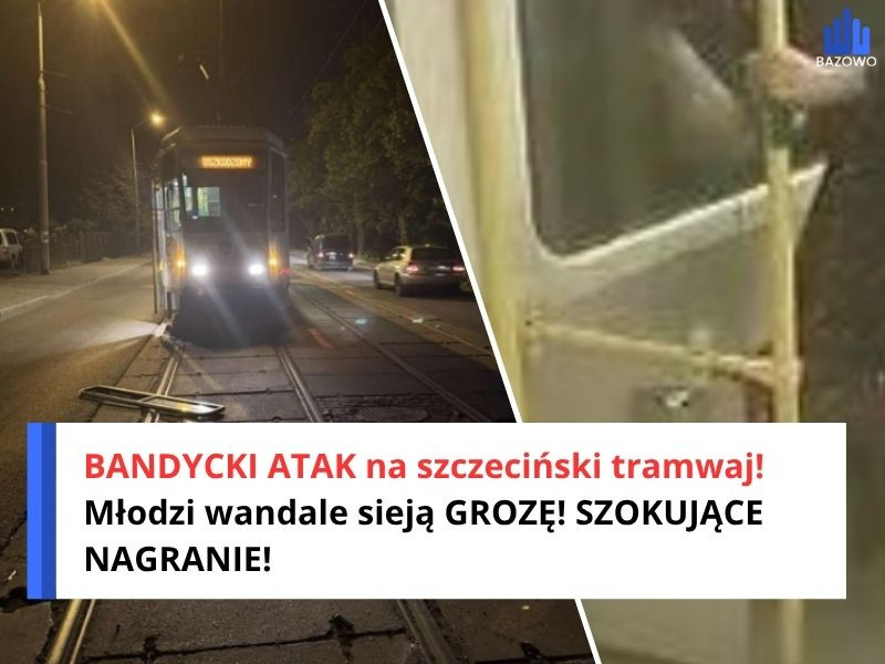 BANDYCKI ATAK na szczeciński tramwaj! Młodzi wandale sieją GROZĘ! SZOKUJĄCE NAGRANIE!